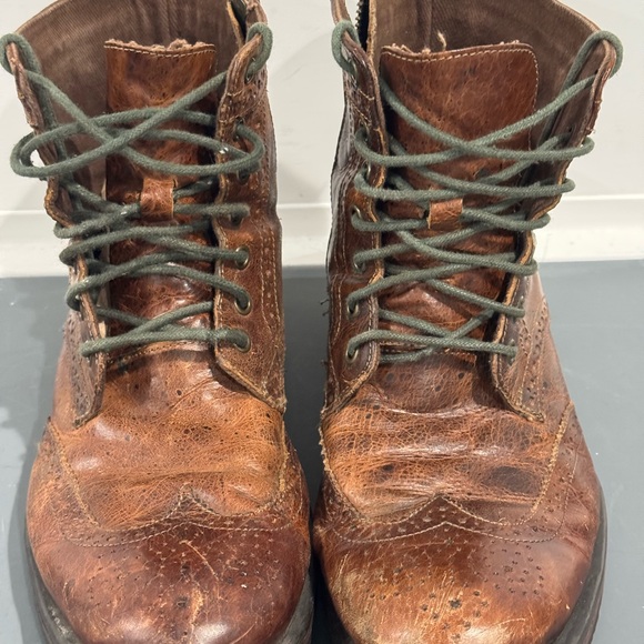 Men\'s Distressed Leather Boots with Green Laces main image 8